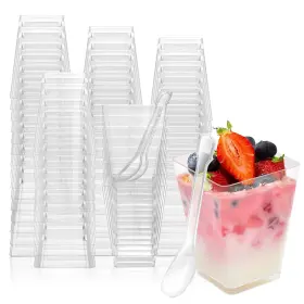 Easercy 735626377266 100 Pack 5 Oz Plastic Dessert Cups Appetizer For Party Parfait Mini De