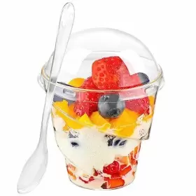 Easercy 735626377594 50 Pack 4.8 Oz Plastic Dessert Cups With Lids And Spoons Parfait