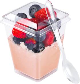 Easercy Dc5oz-1 5 Oz Plastic Dessert Cups With Lids And Spoons 150 Pcs Serves 50 Yogurt