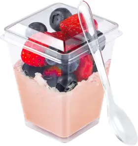Dc5oz-1 Easercy 5 Oz Plastic Dessert Cups With Lids And Spoons 150 Pcs Serves 50 Yogurt
