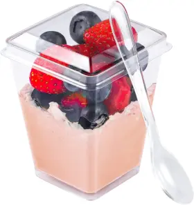 Dc5oz50pl Easercy 50 Pack 5 Oz Plastic Dessert Cups With Lids Yogurt Parfait/appetizer Cu