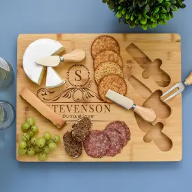 Easybites 804589784265 Personalized Charcuterie Board Gift Set - Custom Engraved Cheese Best