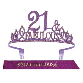 21st Ebe Emmasbyemma 733420650769 Birthday Sash And Tiara For Women - Fabulous Set Glitter Fabulou