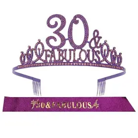 Ebe Emmasbyemma 733420650790 30th Birthday Sash And Tiara For Women - Fabulous Glitter Rhi