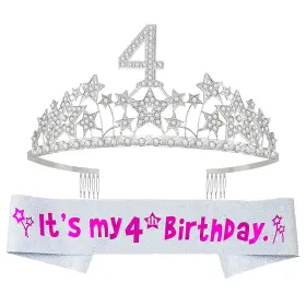 Ebe Emmasbyemma 733420652848 4th Birthday Sash And Tiara For Girls - Fabulous Glitter Starry Sky Rh