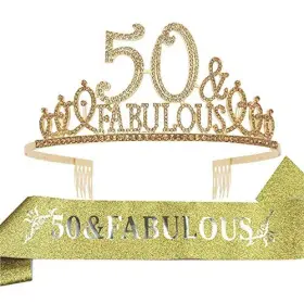 Ebe Emmasbyemma 750226093255 50th Birthday Sash And Tiara For Women - Fabulous Glitter Rhi