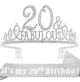 Ebe Emmasbyemma 750226093439 20th Birthday Sash And Tiara For Women - Fabulous Set Glitter