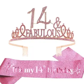 Ebe Emmasbyemma 750226093811 14th Birthday Sash And Tiara For Girls - Fabulous Set Glitter Fabulou