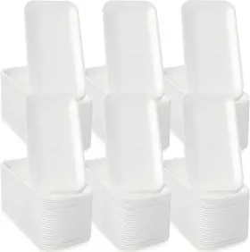 Eboot 744110621785 100 Pcs Foam Meat Trays White Crafts Bulk Disposable Food Plate