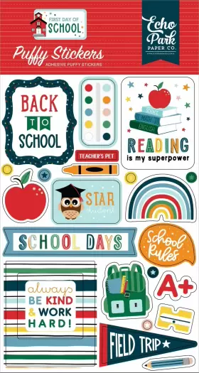 Ds276066 Echo Park Paper 3 Pack First Day Of School Puffy Stickersds276066