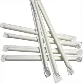 Eco Craft Stix 810094841720 Wrapped 500 Pack - 10.25 Inch Jumbo Drinking Straw Foodservice Dispo