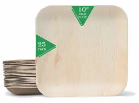 Eco Craft Stix 810094843052 10 Inch Square Palm Leaf Plates. Friendly Dinnerware. Pack Of 25