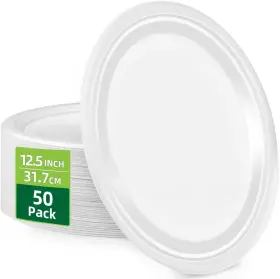 Hg-oval-plate-12.5in-50 Eco-friendly Tableware Co. Ltd Heavy Duty Oval Disposable Paper Plates Dinner Size 10 X 12.5 Inch Large S
