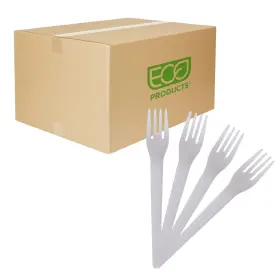 Eco Products 644632901818 Eco-products Compostable Cpla 6 Inch Plastic Forks Case Of 1000 Disposable Whit