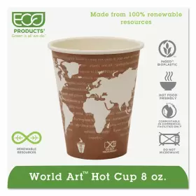 Ep-bhc8-wact Eco-products World Art Renewable Compostable Hot Cups 8 Oz. 50/pk 20 Pk/ct