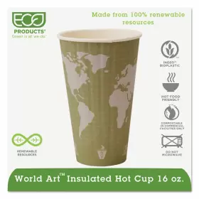 Ep-bnhc16-wd Eco-products World Art Renewable And Compostable Insulated Hot Cups - 16oz. 40/pk