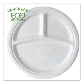 Eco Products Ep-p007nfa Epp007nfa 10 Inch White Sugarcane Plates 3 Compartment 500/carton