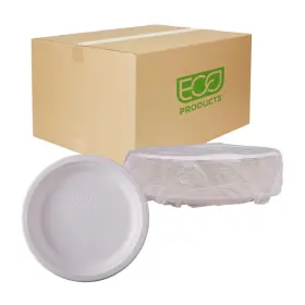 Ep-p013nfa Eco Products Compostable Vanguard 9 Inch Paper Plates Case Of 500 Disposable White Molded Fi