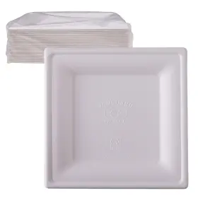 Ep-p021nfa Eco Products Pk50 Compostable Vanguard 6 Inch Square Paper Plates Pack Of 50 Disposable White Mol