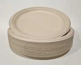 Eco Savvy 726152310421 10-inch Compostable Plates Sugarcane Bagasse Biodegradable 50-pack