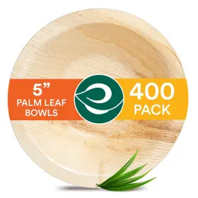 Eco Soul 810103152663 Palm Leaf Bowl 400 Pc Small 5 Inch 8 Oz Round Like Bamboo Bowls Co