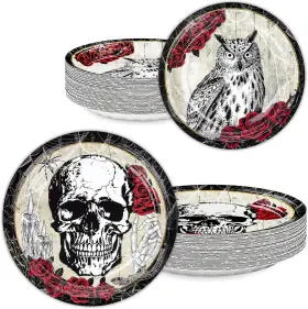 Ecohola Epp80-hroses Spooky Halloween Party Supplies 100 Pcs Of Disposable 7 And 9 Inches Antiqued