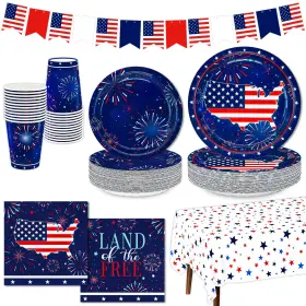 Tz138-74firewok Ecohola Fourth Of July Party Supplies Serve 24 Freedom Fireworks Kit Set Inclu