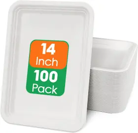 Ecolipak 689992975598 100 Pack 14 Inch Disposable Food Trays Crawfish Compostable For