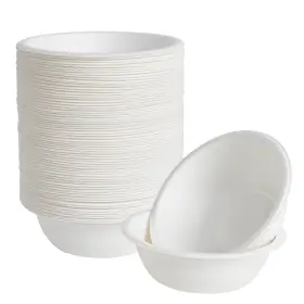 Ecolipak 748250885298 150 Pack 12 Oz Paper Bowls Disposable Compostable Heavy-duty Biodegradable