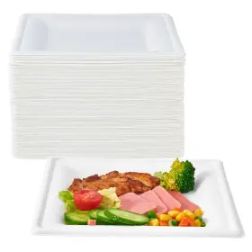 Ecolipak 748250885397 150 Piecs Square Paper Plates 8inch Compostable Disposable Ecofriendly He