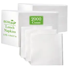 Pnsq-10 Ecolipak Lunch Napkins Bulk 2000 Count Everyday Paper 4.9 White
