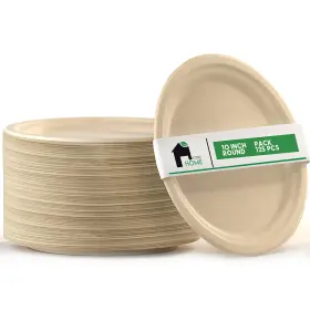 Econohome 810088310935 10 Inch Compostable Paper Plates 125pack Ecoconscious Disposable Made O