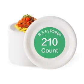 Ecorigin 850046976018 8.5 Inch Paper Plates Dinner Size Everyday Disposable