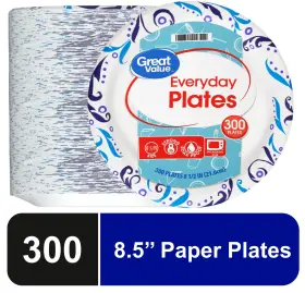 Ecosense Environmental Technology Sdn. Bhd. 744110351590 Great Value Everyday Paper Plate 8.5 Inch 300ct Patterned