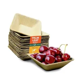 Ecosoul Home Inc 810103155244 100% Compostable Mini Palm Leaf Bowls 4 Inch 5 Oz Square 50