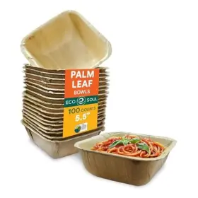 Plb5.5sq100-uk Ecosoul Home Inc % Compostable Biodegradable Disposable Palm Medium 5.5 Inch 16 Oz Square 100