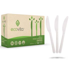 Ecovita Ecovitaiknv500 100% Compostable Knives 500 Large Disposable Utensils 7 Inch Bulk Siz