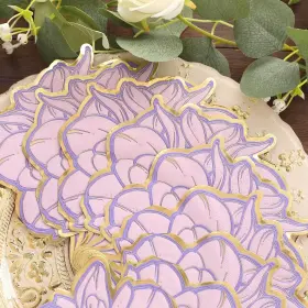 Type5 Efavormart.com Nap Bev04 Peo 20 Pack Purple Peony Flower Shaped Paper Beverage Napkins