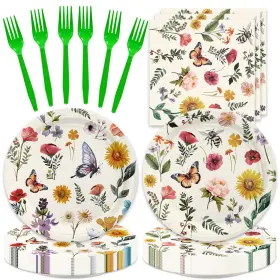 16rf-000012 Egami 48pcs Wild Floral Party Suppliesinclude 16 Dessert Plate16 Napkin And Fork