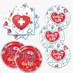345543 Egami 48pcs Nurse Graduation Party Supplies 24 Dessert Plates Napkins