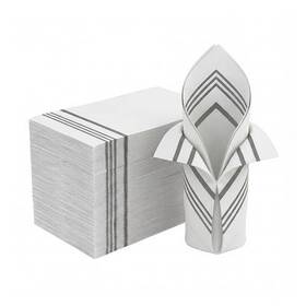 Eipibaibyi G001 100 Pcs Disposable Paper Napkins With Stripe Elegant Cocktail Light Grey