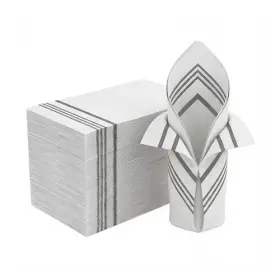 G001 Eipibaibyi 100 Pcs Disposable Paper Napkins With Stripe Elegant Cocktail Light Grey