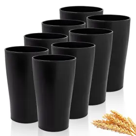 Ei038 Ejonirinjonir Ei Black Wheat Straw Cups Set Of 8 Drinking 15oz 8pcs