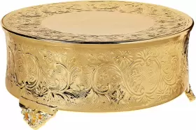 89960 Elegance Round Ornate Wedding Cake Stand 14 Inch Gold