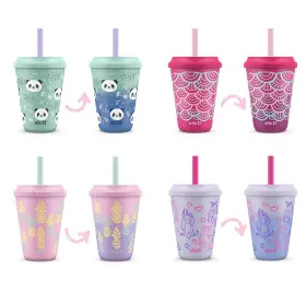 Ello 810922030326 Kids Plastic Reusable Color Changing Cups With Twist On Splash-proof Lid Ello 810922030326 Kids Plastic Reusable Color Changing Cups With Twist On Splash-proof Lid