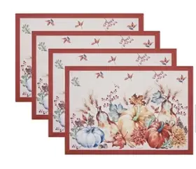 Elrene 194590101664 Home Fashions Botanical 13x19 Set Of 4 Placemats Harvest