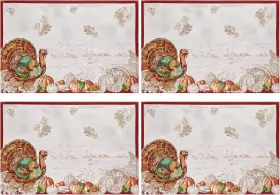 Elrene 739550325775 Home Fashions Holiday Turkey 13 In X 19 Placemats Multicolor