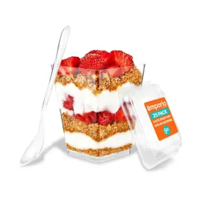 Empkdc25 Emporio Kitchen 5oz Plastic Dessert Cups With Lids And Spoons - Appetizer For Pudding Parf