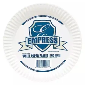 E30300 Empress 00065 Uncoated Paper Plate White 9 Inch - 100/count