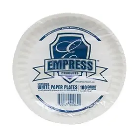 Emh-e30200-rj Empress Uncoated Paper Plate 6 Inch White 1000 / Cs 10 Packs 100 Medium